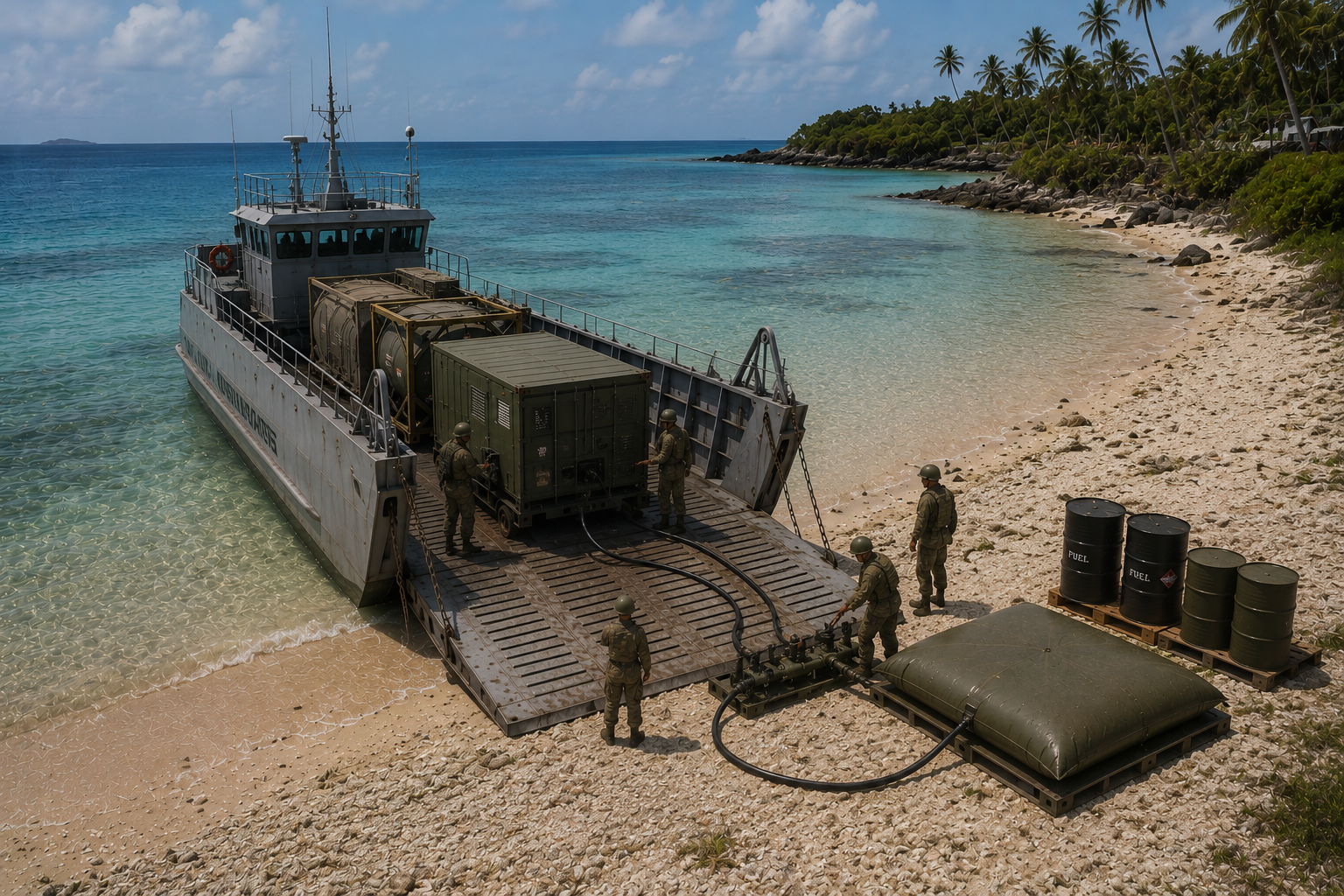 Maritime vessel supporting operations in a remote coastal location